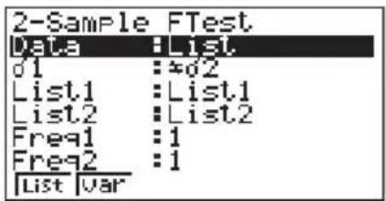 CASIO CFX-9950GB - ●2-Proben F-Test (2-Sample F Test) - 1