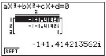 CASIO CFX-9950GB - - Lösen einer kubischen Gleichung, die imaginäre Zahlenlösungen erzeugt - 1