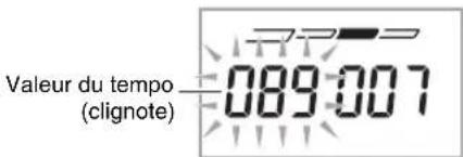 Valeur du tempo (clignote) 089.007