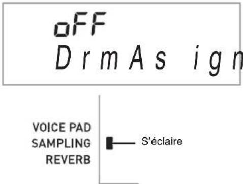 OFF Dr m A s i g n VOICE PAD SAMPLING REVERB S'éclaire