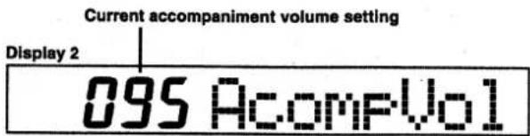 Current accompaniment volume setting Display 2 095 AcompVol