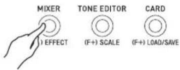 MIXER TONE EDITOR CARD ) EFFECT (F+) SCALE (F+) LOAD/SAVE
