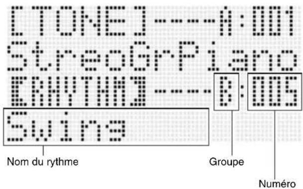[TONE]----A:001 StreoGr Piano ENRITING----B:005 Swing Nom du rythme Groupe Numéro