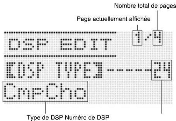 Nombre total de pages Page actuellement affichée DSP EDIT IDSP TYPE3 CMPCho 24 Type de DSP Numéro de DSP