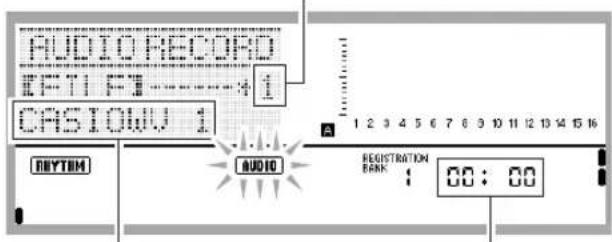 AUDIO RECORD TIME TIME 4:1 CASIOWU 1 A 1 2 3 4 5 6 7 8 9 10 11 12 13 14 15 16 RECYTM AUDIO REGISTRATION BANK : 00 : 00