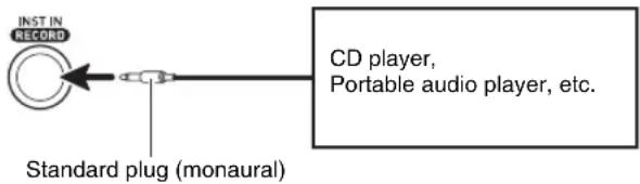 INST IN RECORD Standard plug (monaural) CD player, Portable audio player, etc.
