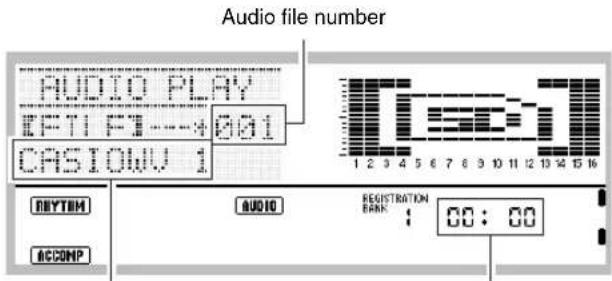 Audio file number AUDIO PLAY EPTI PT--4001 CASIOWV 1 Gesot 1 2 3 4 5 6 7 8 9 10 11 12 13 14 15 16 RYYTM AUDIO REGISTRATION BANK : 00:00 ACCOMP