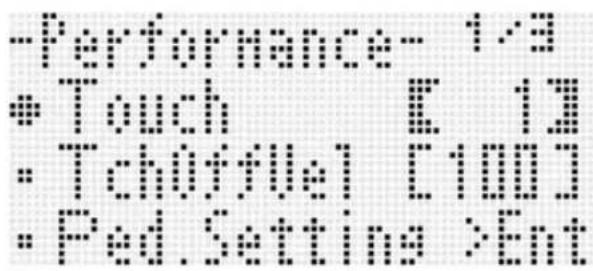 -Performance: 1.43 ●Touch: E 19 :-Technical: 0000 :-Ped. Setting :Ent