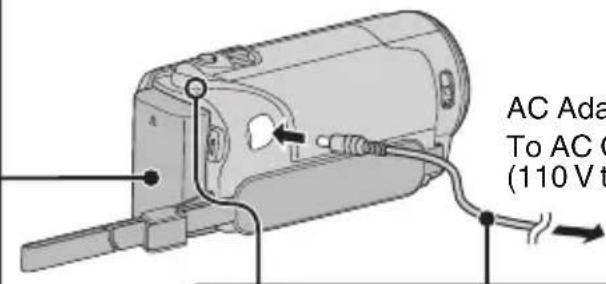 JVC Everio GZ-E300 - Attach the battery pack. - 3
