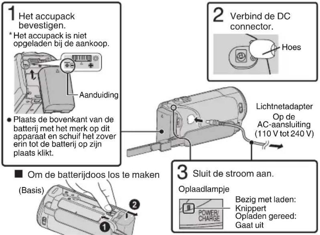 JVC Everio GZ-EX215SE - Het accupack opladen - 1