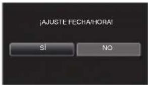 JVC Everio GZ-GX1BE - Pulse "SI" cuando se visualice "¡AJUSTE FECHA/HORA!". - 1
