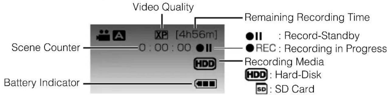 JVC Everio GZ-HD620 - ■ Indications during video recording - 1