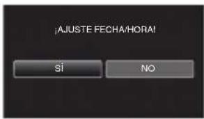 JVC Everio GZ-VX810 - Pulse [SI] cuando se visualice [¡AJUSTE FECHA/HORA!]. - 1