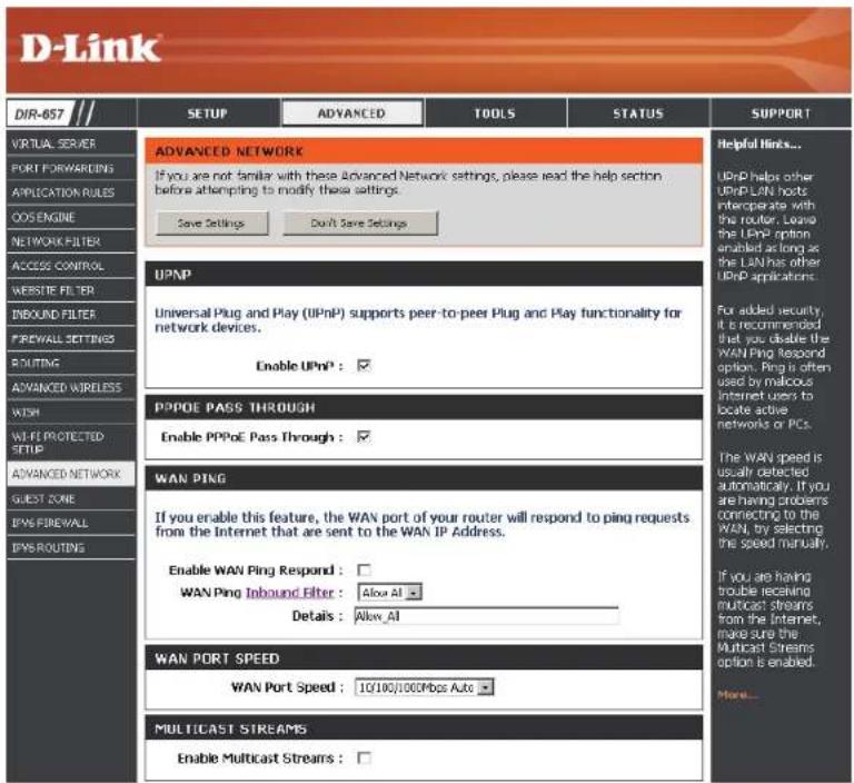 D-LINK DIR-657 - Paramètres réseau avancés - 1