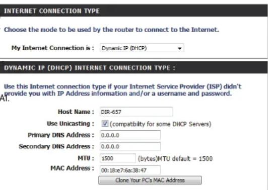 D-LINK DIR-657 - Configuration manuelle Dynamique (câble) - 1