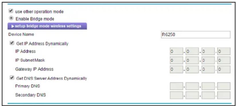 NETGEAR R6250 - To set up Bridge mode: - 1