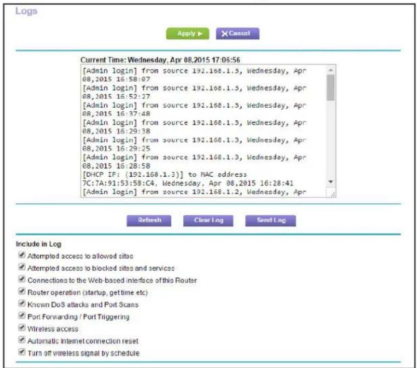 NETGEAR R6250 - To view logs: - 1