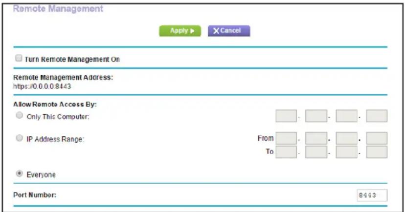 NETGEAR R6250 - To set up remote management: - 1