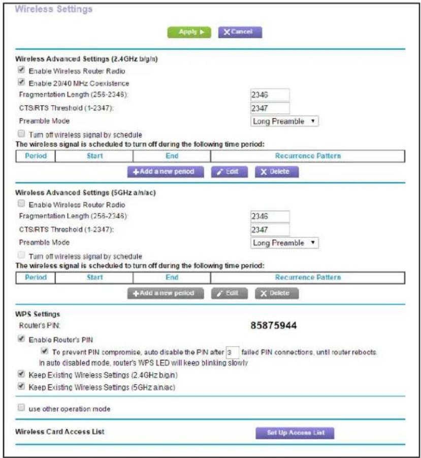 NETGEAR R6250 - Select Advanced > Advanced Setup > Wireless Settings. - 1