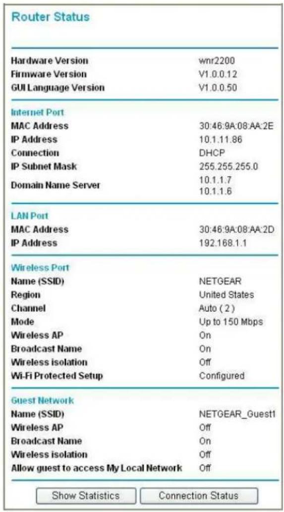 NETGEAR WNR2200 - Viewing Wireless Router Status Information - 1
