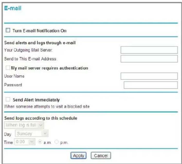 NETGEAR WNR2200 - Configuring E-mail Alert and Web Access Log Notifications - 1