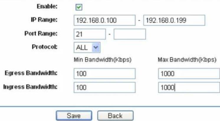 TP-LINK SafeStream TL-R600VPN - Bandwidth Control Rule Settings - 1