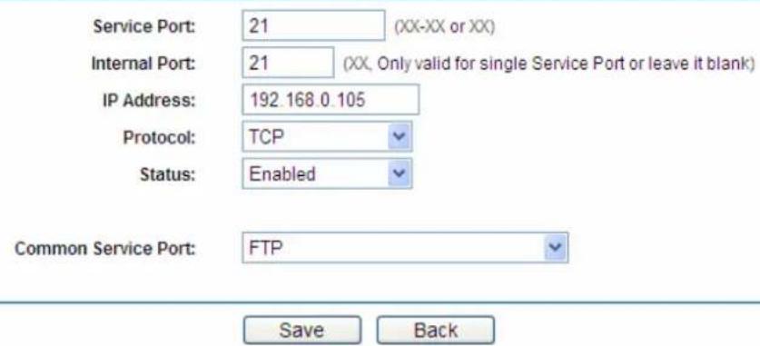 TP-LINK SafeStream TL-R600VPN - Add or Modify a Virtual Server Entry - 1