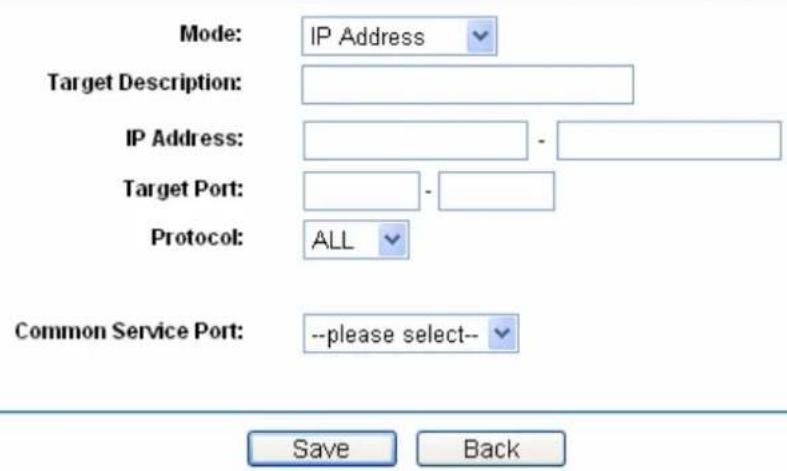 TP-LINK SafeStream TL-R600VPN - Add or Modify an Access Target Entry - 1
