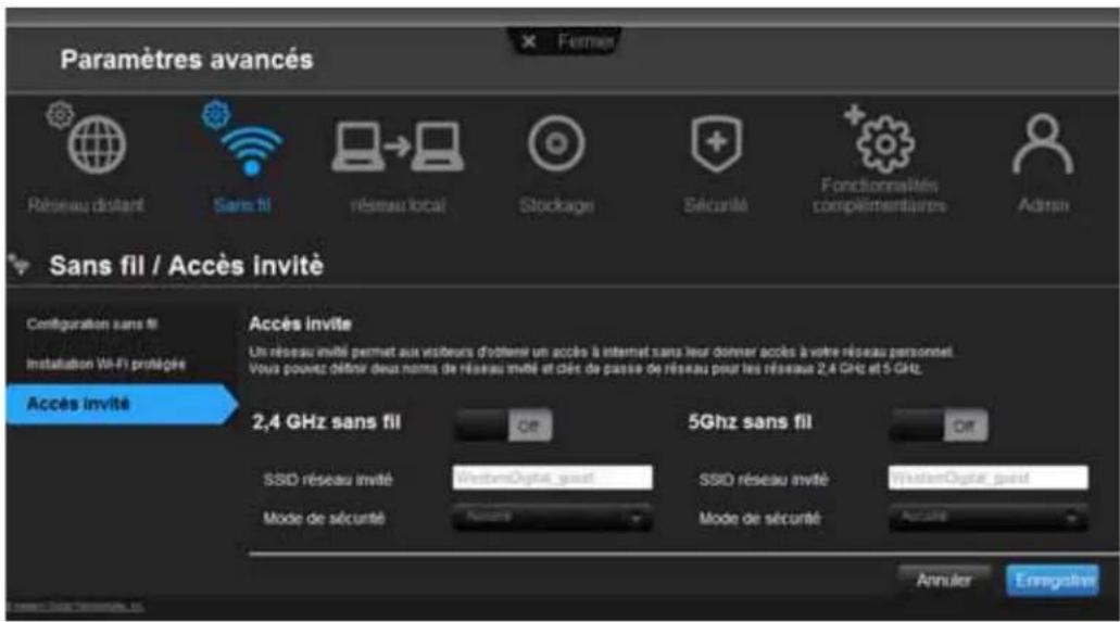 WESTERN DIGITAL My Net N750 - Pour activer l'accès invité : - 1