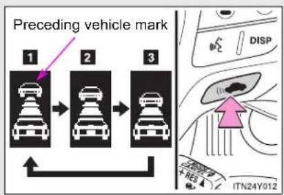 TOYOTA Avensis (2012) - ■ Changing the vehicle-to-vehicle distance - 1