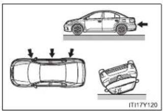 TOYOTA Avensis (2012) - ■ Types of collisions that may not deploy the SRS airbag (front airbags) - 1