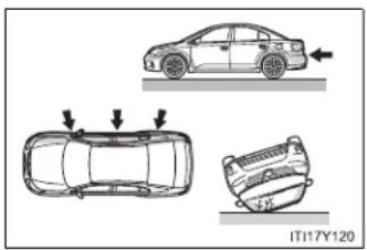 TOYOTA Avensis (2013) - ■ Types of collisions that may not deploy the SRS airbag (front airbags) - 1