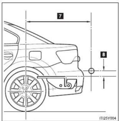 TOYOTA Avensis (2013) - Installation positions for the towing hitch/bracket and hitch ball - 2