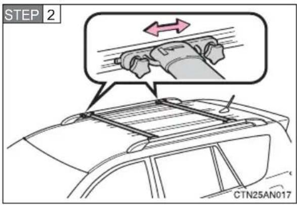 TOYOTA RAV4 (2011) - Adjusting the cross rail positions - 2