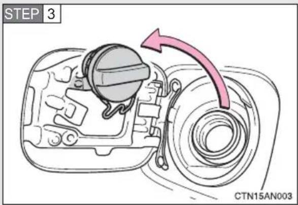TOYOTA RAV4 (2011) - ■ Opening the fuel tank cap - 3