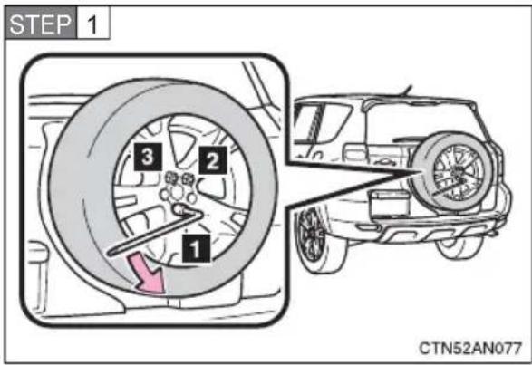 TOYOTA RAV4 (2011) - Taking out the spare tire (vehicles without the spare tire cover) - 1
