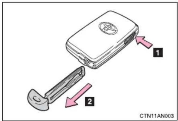 TOYOTA RAV4 (2011) - Using the mechanical key (vehicles with smart key system) - 1
