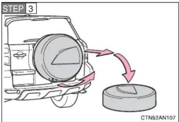 TOYOTA RAV4 (2011) - Taking out the spare tire (vehicles with the spare tire cover) - 2