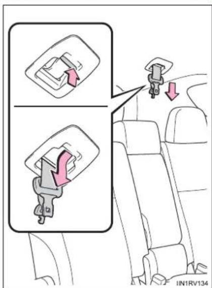 TOYOTA RAV4 (2013) - Fastening the seat belt (for the rear center seat) - 1