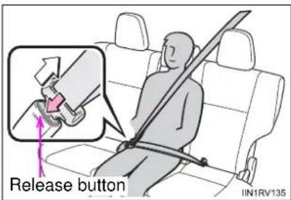 TOYOTA RAV4 (2013) - Releasing and stowing the seat belt (for the rear center seat) - 1