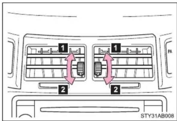 TOYOTA Yaris (2010) - Opening and closing the air outlets - 1
