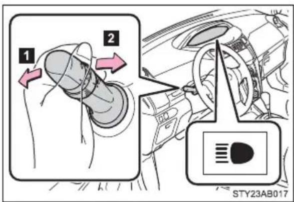 TOYOTA Yaris (2010) - Turning on the high beam headlights - 1