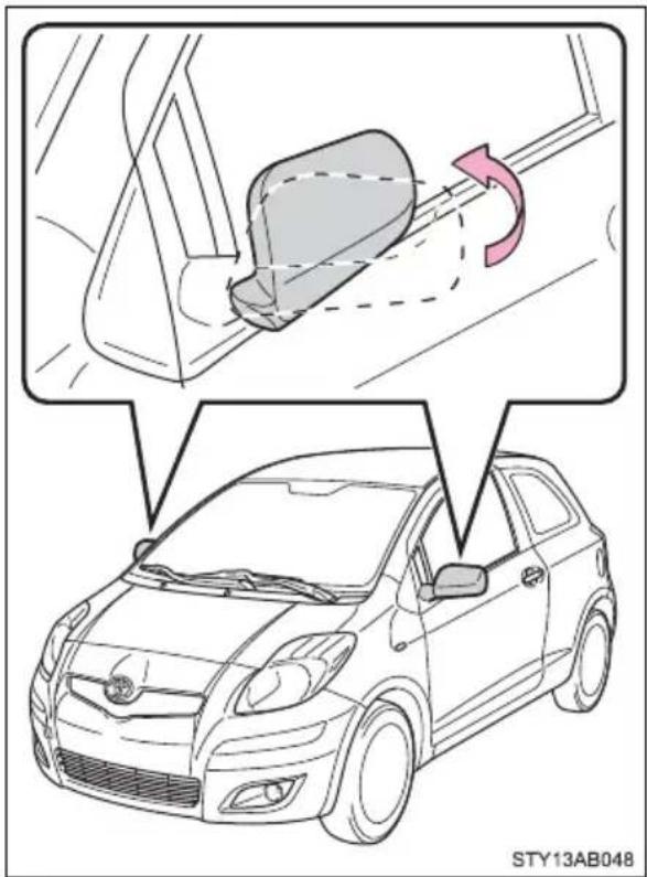 TOYOTA Yaris (2010) - Folding back the mirrors - 1