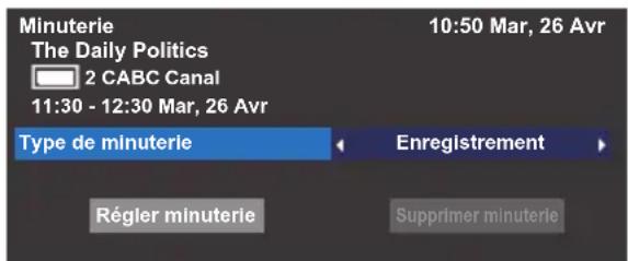 Minuterie The Daily Politics 2 CABC Canal 11:30 - 12:30 Mar, 26 Avr Type de minuterie Enregistrement Régler minuterie Supprimer minuterie