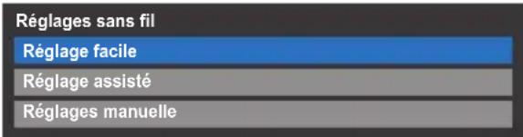 Réglages sans fil Réglage facile Réglage assisté Réglages manuelle