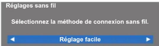 Réglages sans fil Sélectionnez la méthode de connexion sans fil. Réglage facile