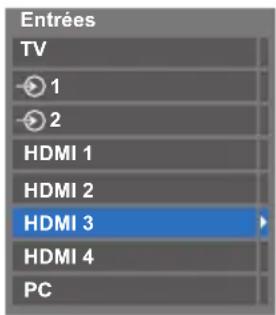 Entrées TV 1 2 HDMI 1 HDMI 2 HDMI 3 HDMI 4 PC
