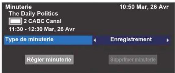 Minuterie The Daily Politics 2 CABC Canal 11:30 - 12:30 Mar, 26 Avr 10:50 Mar, 26 Avr Type de minuterie Enregistrement Régler minuterie Supprimer minuterie