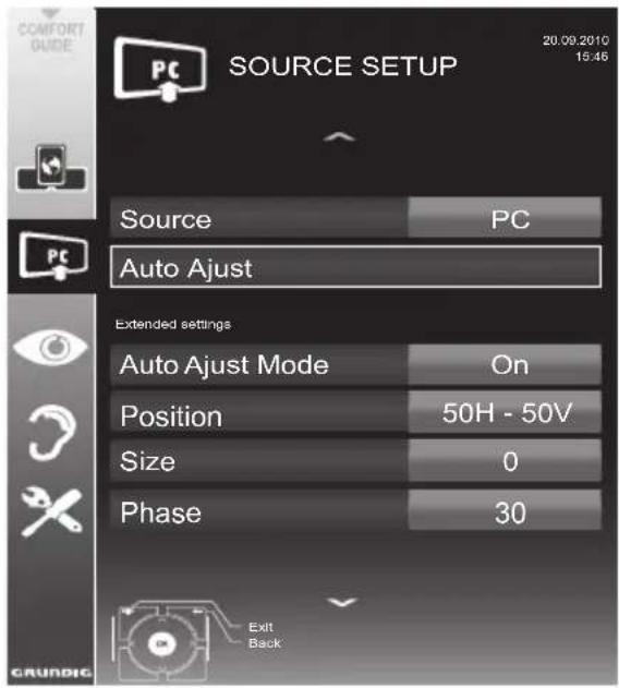 GRUNDIG 26 VLE 8200 SL - Settings for PC mode - 1