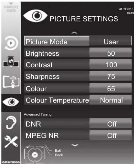 GRUNDIG 26 VLE 8200 SL - Picture settings - 1